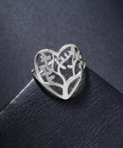 bague arbre de vie en forme de coeur argent