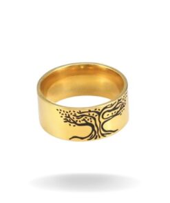 bague arbre de vie en or avec symbole viking pour homme