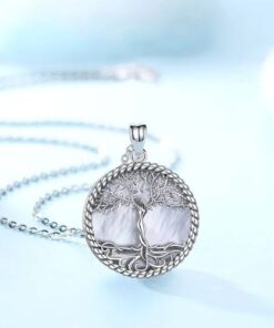 collier arbre de vie en argent avec fond nacré