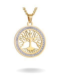 collier arbre de vie en acier inoxydable plaqué or