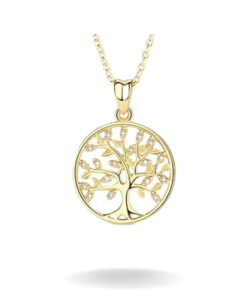 collier arbre de vie en or avec pierres de zircons