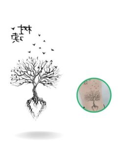 tatouage arbre de vie temporaire avec des oiseaux qui s'envolent