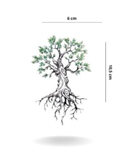 dimensions tatouage temporaire arbre de vie avec feuilles vertes