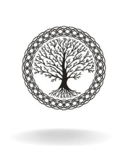 sticker arbre de vie viking noir en forme de rond