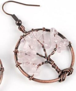 détaille boucle d'oreille femme en quartz rose