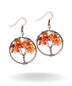 boucles d'oreilles arbre de vie en pierres naturelles red agathe