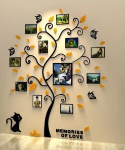 sticker arbre de vie pour photo de famille feuilles jaunes