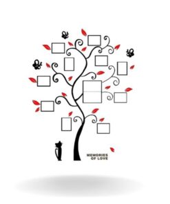 sticker arbre de vie pour photo de famille avec feuille rouge