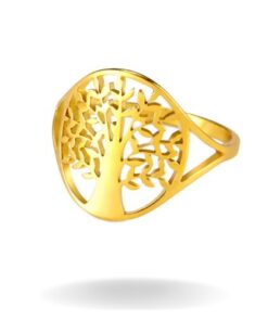 bague arbre de vie plaquée or pour femme